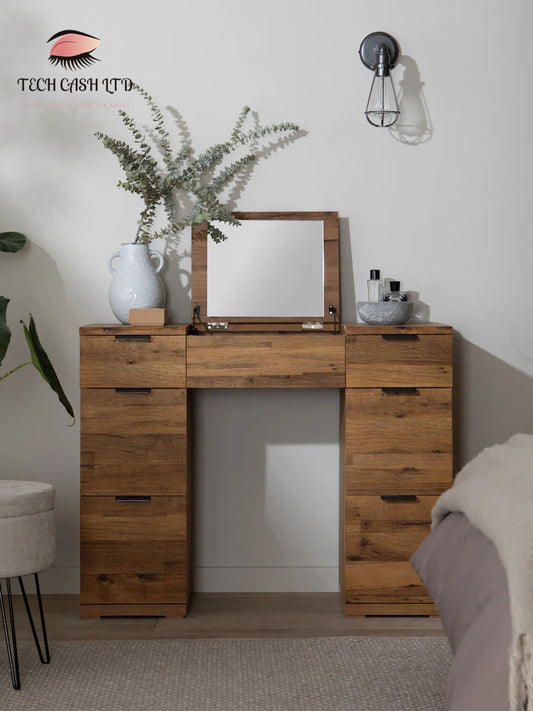 Dark Bronx Oak Effect 6 Drawer Dressing Table
