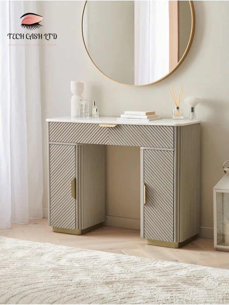 Light Grey Valencia 1 Drawer 2 Doors Solid Mango Wood Dressing Table