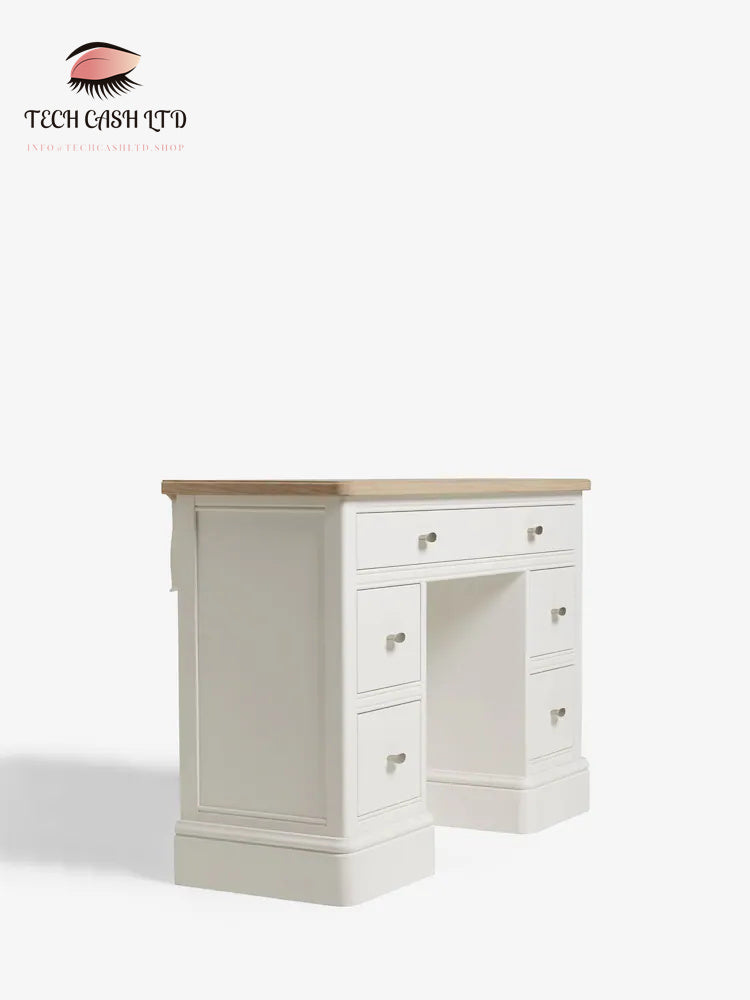 Chalk White Hampton Painted Oak 5 Drawer Console Dressing Table