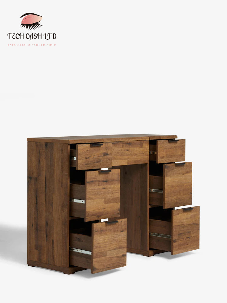 Dark Bronx Oak Effect 6 Drawer Dressing Table