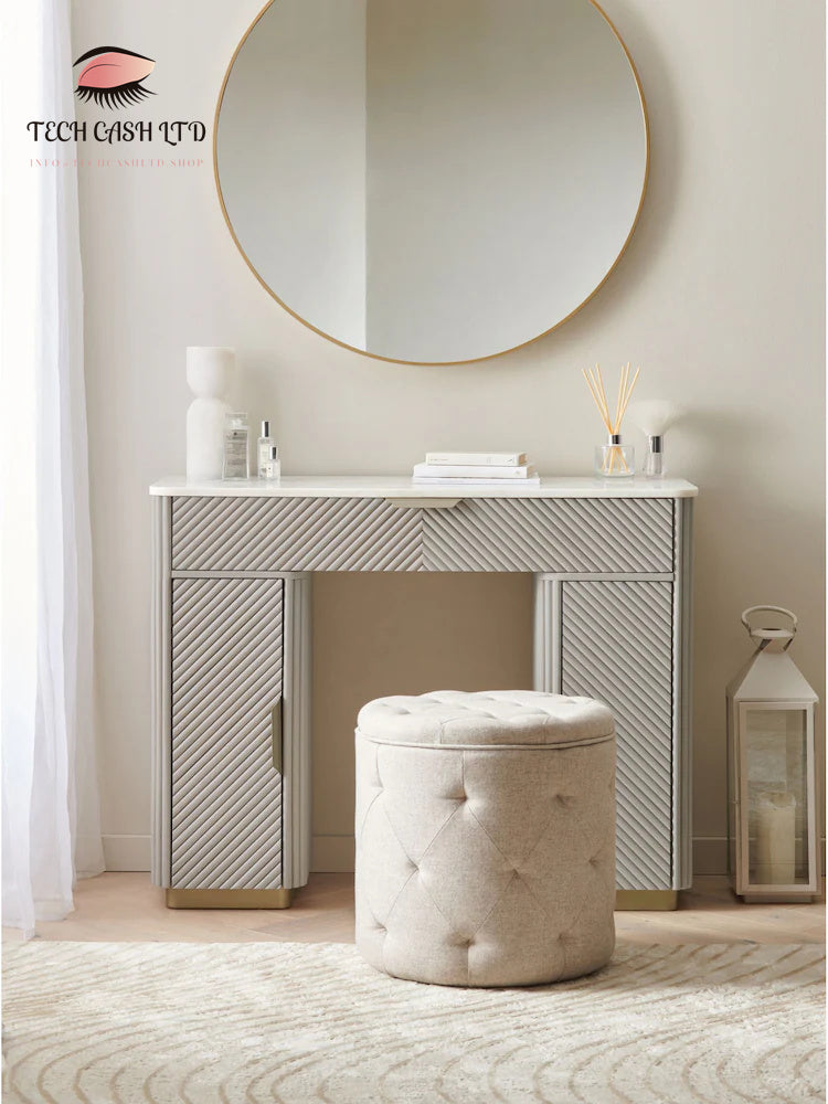 Light Grey Valencia 1 Drawer 2 Doors Solid Mango Wood Dressing Table