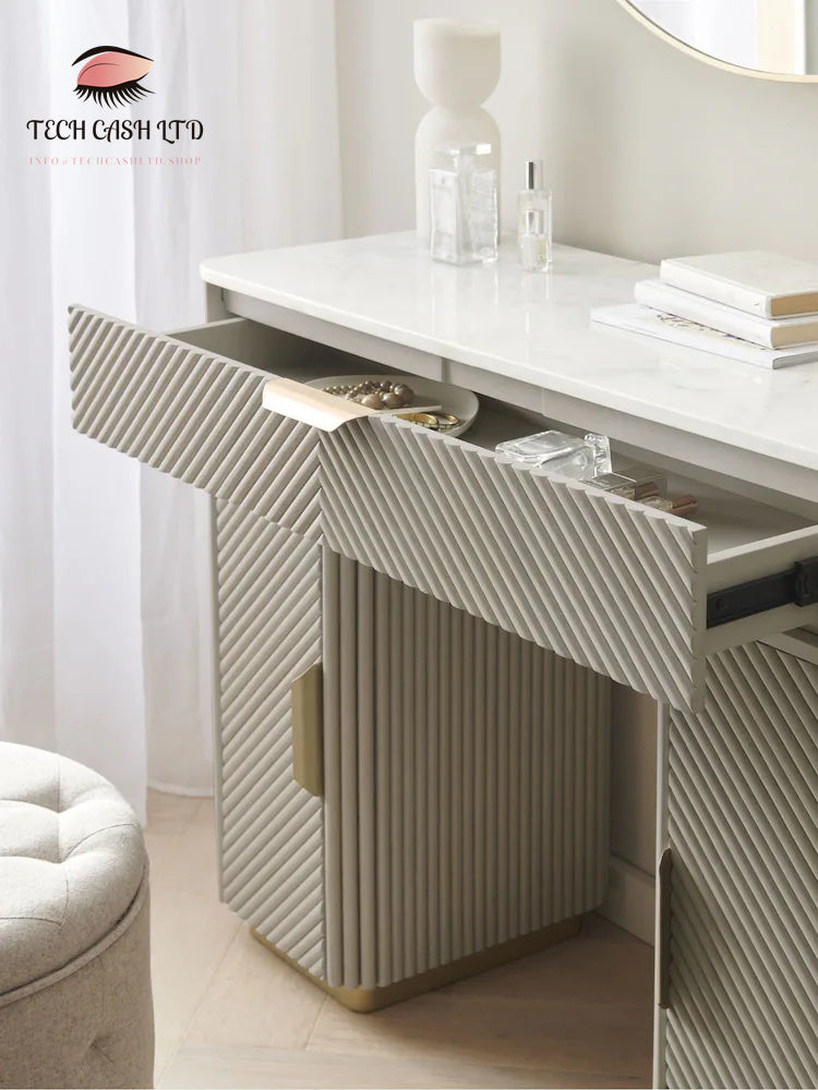 Light Grey Valencia 1 Drawer 2 Doors Solid Mango Wood Dressing Table