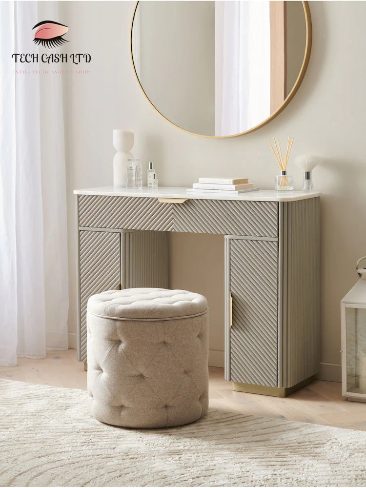 Light Grey Valencia 1 Drawer 2 Doors Solid Mango Wood Dressing Table