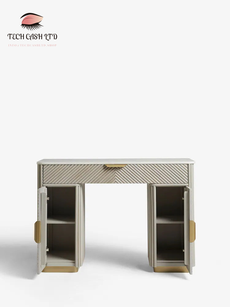 Light Grey Valencia 1 Drawer 2 Doors Solid Mango Wood Dressing Table