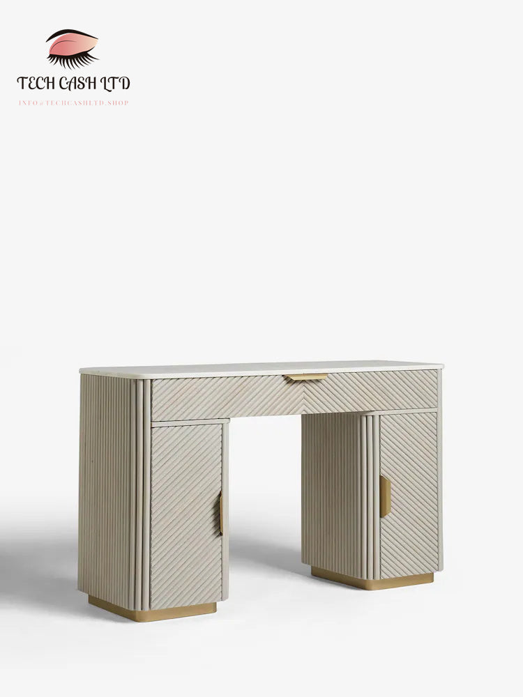 Light Grey Valencia 1 Drawer 2 Doors Solid Mango Wood Dressing Table