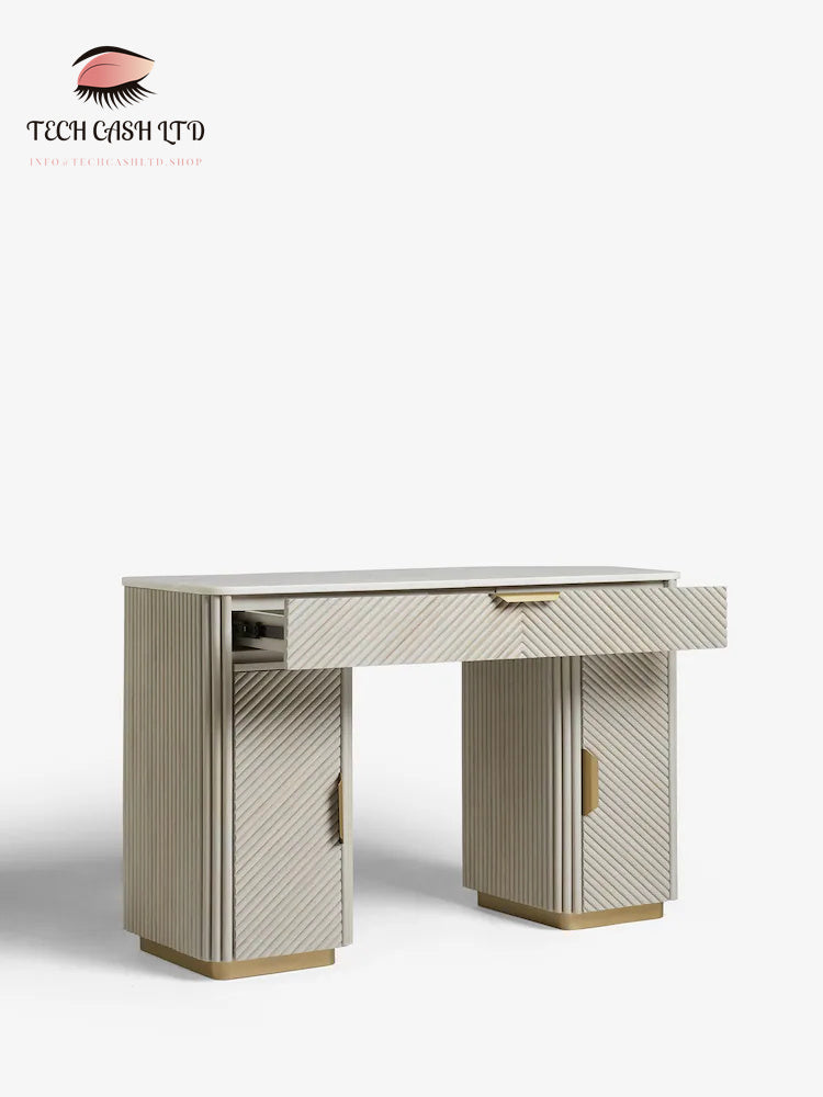 Light Grey Valencia 1 Drawer 2 Doors Solid Mango Wood Dressing Table